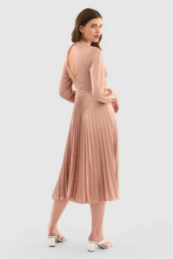 Closet London Blush Long Sleeve Pleated Midi Dress -Closet London Popular Shop D5579 Blush DSC 5782 77607.1663063194