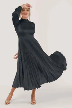 Closet London Black Long Sleeve Pleated Midi Dress -Closet London Popular Shop D5579 DSC 2693 05096.1572604972 10039.1652799195