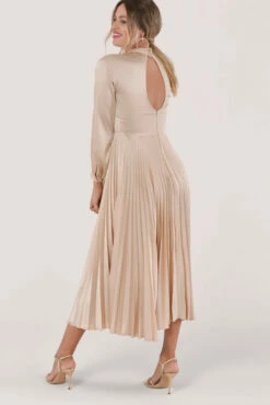 Closet London Beige Long Sleeve Pleated Midi Dress -Closet London Popular Shop D5579 DSC 2710 47591.1572604972