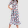 Closet London Ivory Floral High Neck Midi Dress