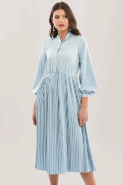 Closet London Dusky Blue Pleated Shirt Dress -Closet London Popular Shop D5860 DSC 9116 47577.1623850174