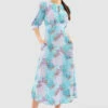 Closet London Blue Print Short Puff Sleeve Midi Dress -Closet London Popular Shop D5953 Baby DSC 6906 12541.1649758686