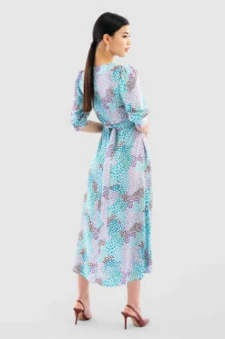 Closet London Blue Print Short Puff Sleeve Midi Dress -Closet London Popular Shop D5953 Baby DSC 6923 53580.1649758691