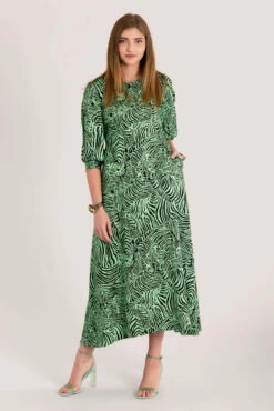 Closet London Green Split Sleeve A-Line Midi Dress