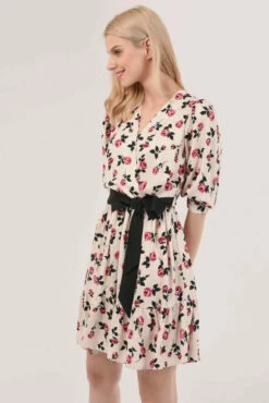 Closet London Pink Floral Wrap Gathered Skirt Dress -Closet London Popular Shop D6048 DSC 7616 done 66674.1594135154.1280.1280 68123.1624374802