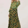 Closet London Green Gathered Neck A Line Dress