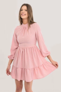 Closet London Pink High Collar Mini Dress