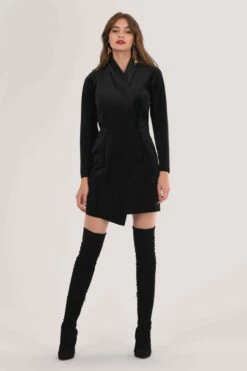 Closet London Black Blazer Velvet Mini Dress