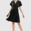 Closet London BlackPetite Kimono Pleated Dress