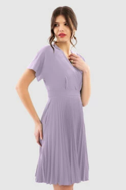 Closet London Petite Lilac Purple Kimono Pleated Dress -Closet London Popular Shop D6438 Emerald DSC 7116 98680.1649759340.1280.1280 copy1 29055.1695288714