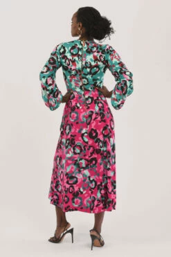 Closet London Pink Gathered Print Neck A-Line Dress -Closet London Popular Shop D6460 DSC 7035 28962.1608301293