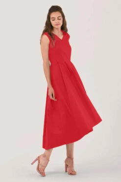 Closet London Red High-Low Pleated Dress -Closet London Popular Shop D6470 DSC 5276 43853.1608028524 15395.1635935821
