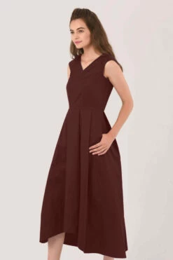 Closet London Brown High-Low Pleated Dress -Closet London Popular Shop D6470 DSC 5285 78493.1608028524 79233.1635935719