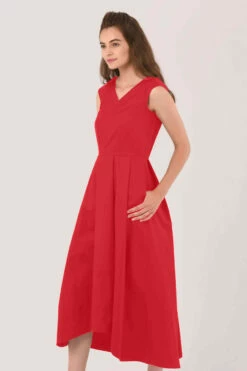 Closet London Red High-Low Pleated Dress -Closet London Popular Shop D6470 DSC 5285 78493.1608028524 98170.1635935821