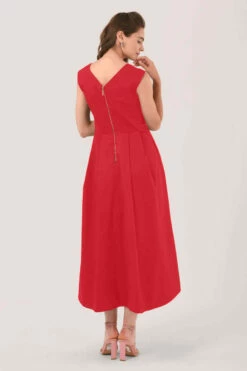 Closet London Red High-Low Pleated Dress -Closet London Popular Shop D6470 DSC 5288 07578.1608028532 47157.1635935890