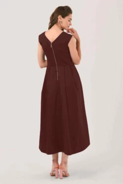 Closet London Brown High-Low Pleated Dress -Closet London Popular Shop D6470 DSC 5288 07578.1608028532 57614.1635935780