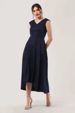 Closet London Navy High-Low Pleated Dress -Closet London Popular Shop D6470 DSC 7554 55412.1608298392