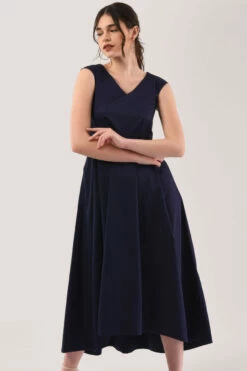 Closet London Navy High-Low Pleated Dress -Closet London Popular Shop D6470 DSC 7558 84441.1608298406