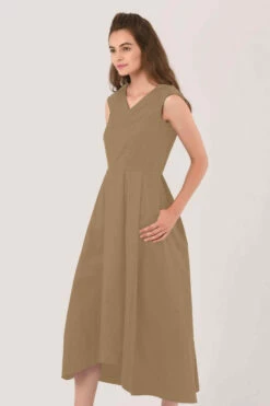 Closet London Beige High-Low Pleated Dress -Closet London Popular Shop D6470 black 5 49030.1625155411