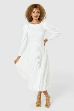 Closet London Ivory White Pleated Dress
