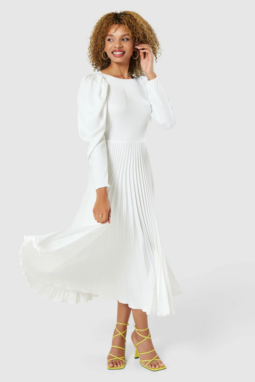 Closet London Ivory White Pleated Dress 4 Closet London Ivory White Pleated Dress - Image 2