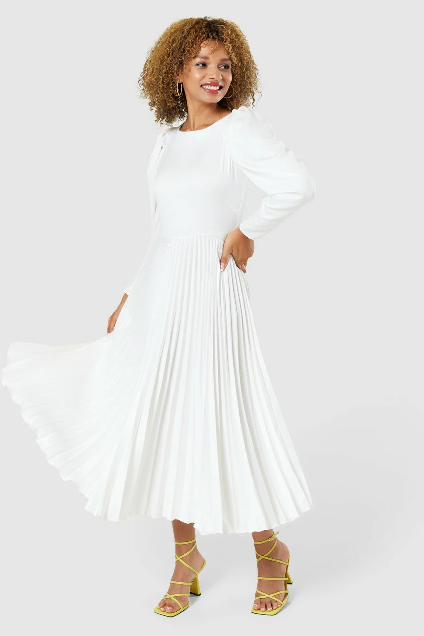 Closet London Ivory White Pleated Dress 5 Closet London Ivory White Pleated Dress - Image 3