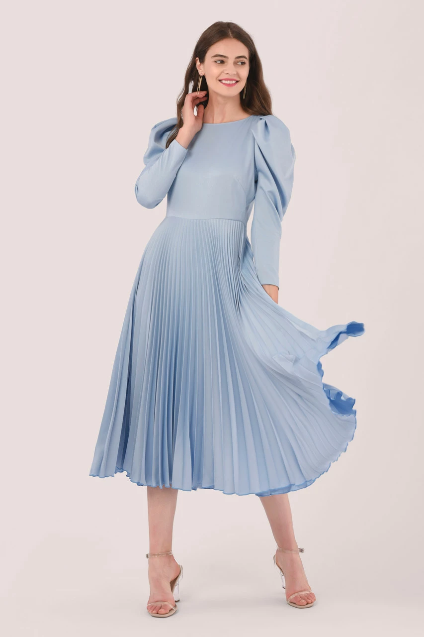 Closet London Blue Pleated Midi Dress 4 Closet London Blue Pleated Midi Dress - Image 2