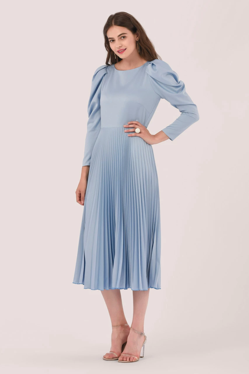 Closet London Blue Pleated Midi Dress 5 Closet London Blue Pleated Midi Dress - Image 3