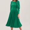 Closet London Emerald Green Pleated Midi Dress