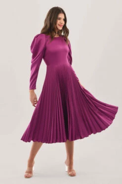 Closet London Magenta Purple Pleated Midi Dress -Closet London Popular Shop D6477 DSC 9604 32553.1623853005