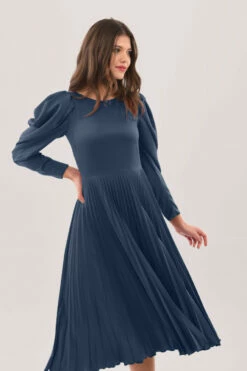 Closet London Navy Blue Pleated Midi Dress -Closet London Popular Shop D6477 DSC 9608 53250 copy 08546.1664293278