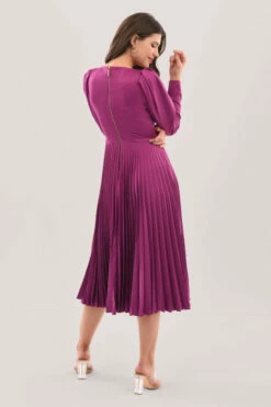 Closet London Magenta Purple Pleated Midi Dress -Closet London Popular Shop D6477 DSC 9613 57449.1623853010