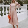 Closet London Blush Pleated Midi Dress