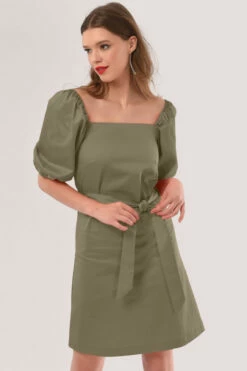 Closet London Khaki Bardot Belted Dress -Closet London Popular Shop D6494 DSC 1143 2 49675.1605606403