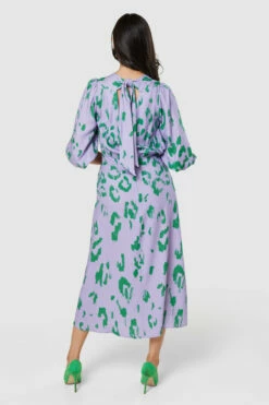 Closet London Lilac Purple Print V-Back With Bow Midi Dress -Closet London Popular Shop D6503 20220620 Closet London16796 30747.1656578968