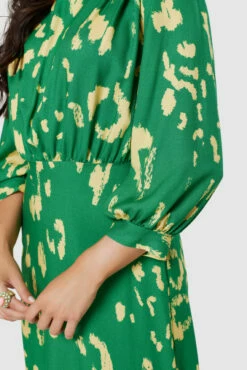 Closet London Green Print V-Back With Bow Midi Dress -Closet London Popular Shop D6503 20220620 Closet London16846 51626.1656579533