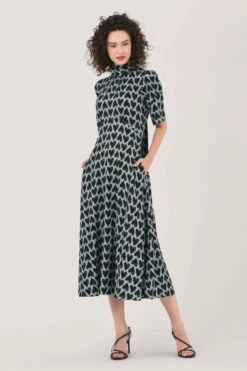 Closet London Blue Heart Print Tie Back A-Line Dress -Closet London Popular Shop D6580 DSC 4183 08285.1642438328
