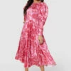 Closet London Fuchsia Pink Print Pleated Midi Dress -Closet London Popular Shop D6623 20220620 Closet London16682 22482.1681921767