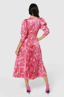 Closet London Fuchsia Pink Print Pleated Midi Dress -Closet London Popular Shop D6623 20220620 Closet London16698 83199.1656580163