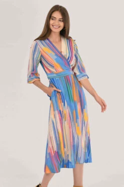 Closet London Blue High-Low Wrap Dress -Closet London Popular Shop D6627 blue 4 14802.1625242238