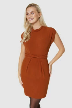 Closet London Cinnamon Kimono Tie Up Pencil Dress -Closet London Popular Shop D6665 CINNAMON 0475 72478.1678466185