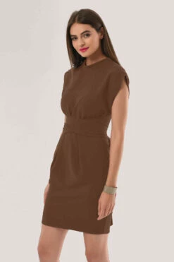 Closet London Chocolate Brown Kimono Pencil Dress With Tie -Closet London Popular Shop D6665 DSC 1515 59756.1603988869 25853.1637597643