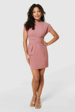 Closet London Pink Rose Kimono Tie Up Pencil Dress