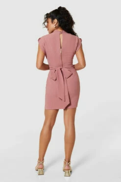 Closet London Pink Rose Kimono Tie Up Pencil Dress -Closet London Popular Shop D6665 ROSE 1648 18505.1678467323