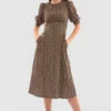 Closet London Rust Brown Print Short Puff Sleeve Midi 2 Closet London Rust Brown Print Short Puff Sleeve Midi -Closet London Popular Shop D6752 Rust DSC 5621 34558.1649760139