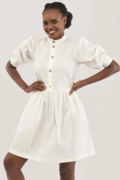 Closet London Ivory Gathered Skirt Shirt Dress -Closet London Popular Shop D6795 DSC 5218 10856.1633090026