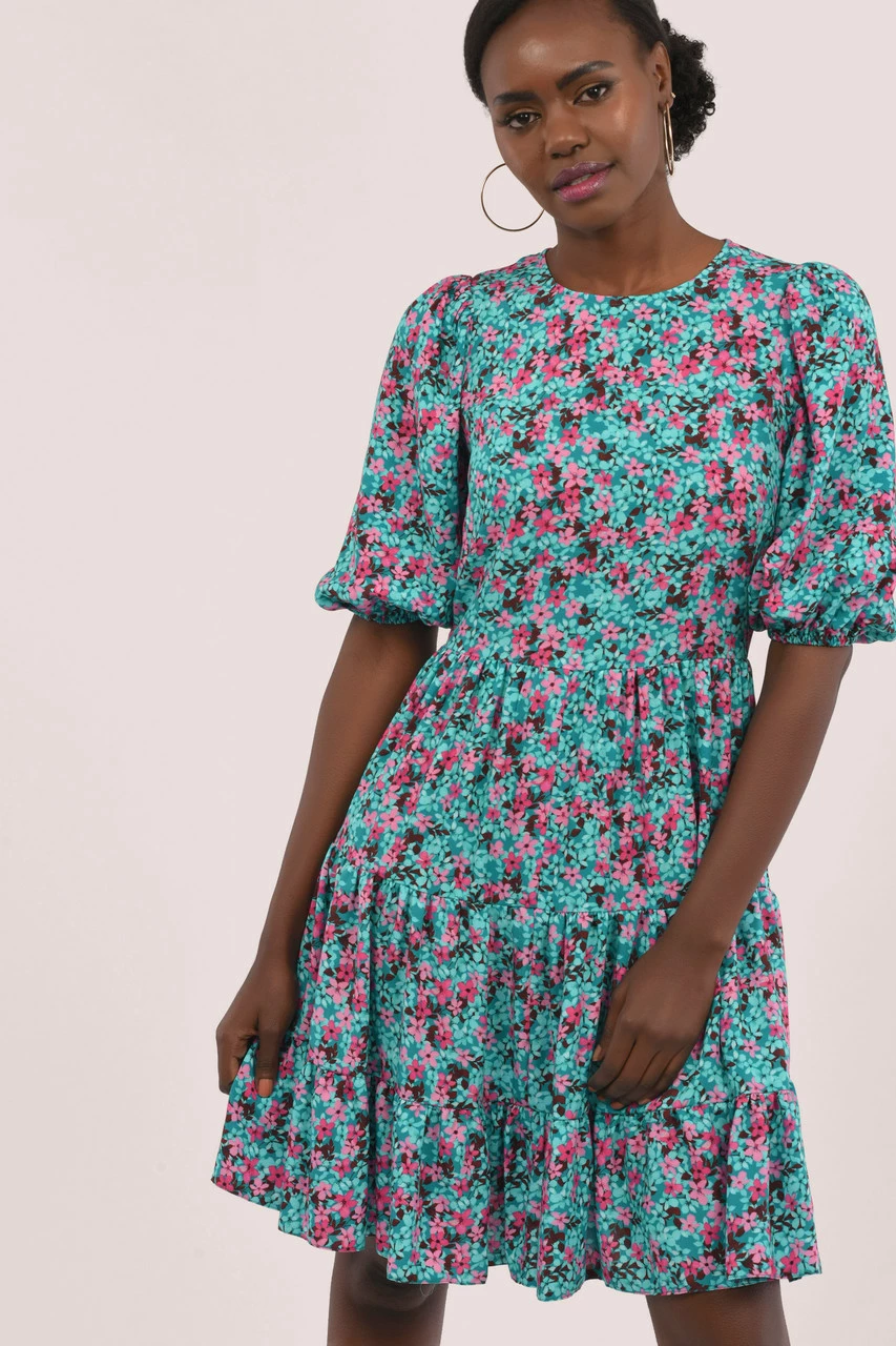 Closet London Blue Gathered Floral Tiered Dress 3 Closet London Blue Gathered Floral Tiered Dress