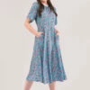Closet London Blue Print Rib Neck Full Skirt Dress -Closet London Popular Shop D6876 DSC 4603 56990.1633090023