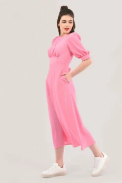 Closet London Pink Short Puff Sleeve Midi Dress -Closet London Popular Shop D6889 DSC 4647 41577.1626960164