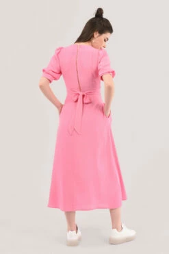 Closet London Pink Short Puff Sleeve Midi Dress -Closet London Popular Shop D6889 DSC 4658 13790.1642505537